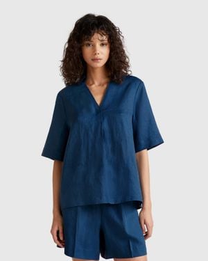 Benetton Benetton, Short Sleeve Blouse - Blue