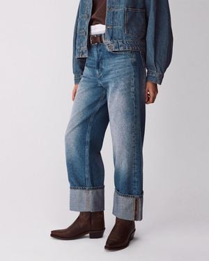 Benetton Benetton, Vaqueros Con Dobladillo Recortado Y Lavado Vintage, Talla, Azul Claro, Mujer - Negro