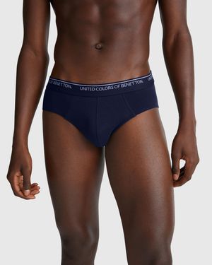 Benetton Benetton, Calzoncillos De Algodón Elástico, Talla, Azul Oscuro, Hombre