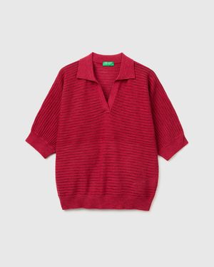 Benetton Benetton, Perforated Polo Shirt - Red