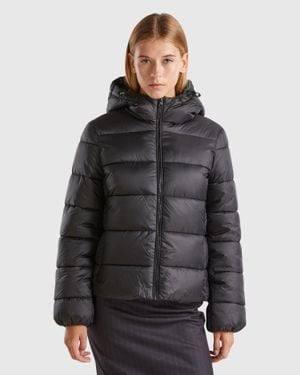 Benetton Benetton, Padded Puffer Jacket With Recycled Wadding - Black