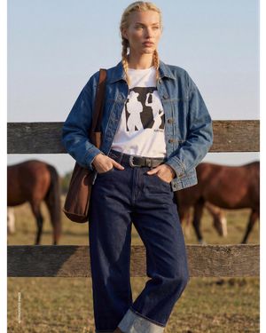 Benetton Benetton, Cropped Jeans With Turn-Ups, Rinse Wash - Blue