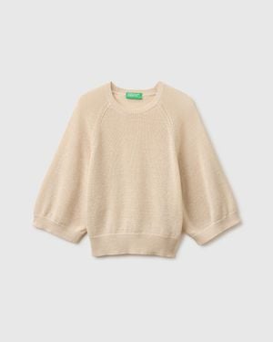 Benetton Benetton, Pull Oversize En Lin Mélangé, Taille, Femme - Noir