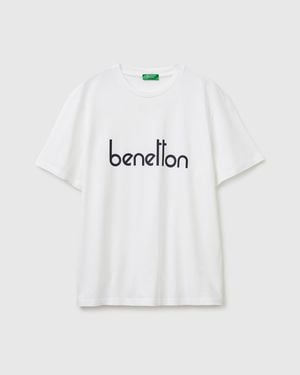 Benetton Benetton, Cotton T-Shirt With Logo - Black