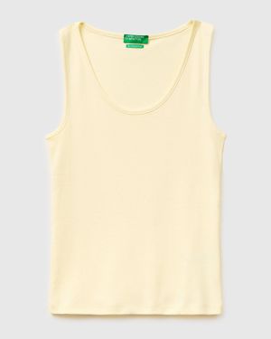 Benetton Benetton, Slim Fit Ribbed Tank Top - Black