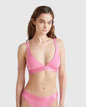 Benetton Benetton, Sujetador Triangular De Algodón Elástico, Rosa, Mujer - Negro