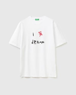 Benetton Benetton, T-Shirt With Slogan Print - Black