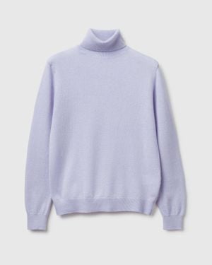 Benetton Benetton, Pull Col Roulé Lilas En Pure Laine Mérinos, Taille, Lilas, Femme - Violet