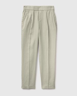 Benetton Benetton, 100% Linen Cigarette Trousers - Black