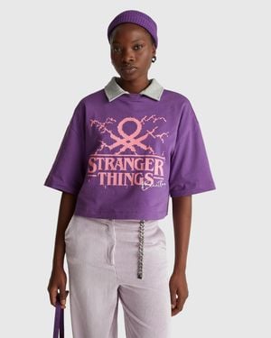 Benetton Benetton, T-Shirt With Stranger Things Print - Purple
