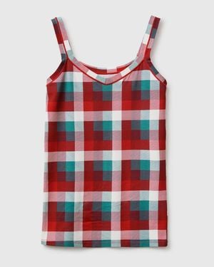 Benetton Benetton, Weihnachtliches Tanktop Mit Karomuster, Größe, Grün, Damen - Schwarz