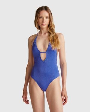 Benetton Benetton, Einteiliger Badeanzug Mit Lurex, Size 4° Blau