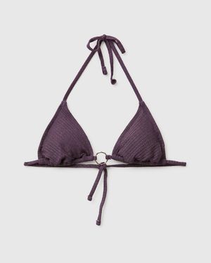 Benetton Benetton, Triangolo Mare A Costine Con Lurex, Taglia: 4° Malva Scuro, Donna - Nero