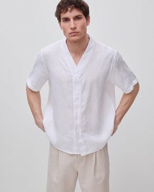 Benetton Benetton, Pure Linen V-Neck Shirt - Black