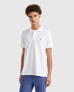Benetton Benetton, Polo Regular Fit Bianca, Bianco, Uomo - Nero