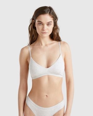 Benetton Benetton, Sujetador De Algodón Elástico, Gris Claro, Mujer - Negro
