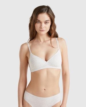 Benetton Benetton, Reggiseno Imbottitoin Cotone, Size 4° Grigio Chiaro, Donna - Nero