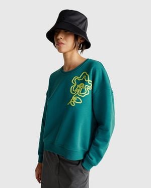 Benetton Benetton, Regular Fit Sweatshirt With Applique - Green