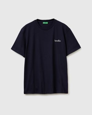 Benetton Benetton, Cotton T-Shirt With Logo - Blue