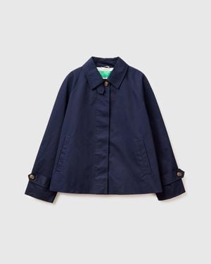 Benetton Benetton, Trench Corto, Taglia, Blu Scuro, Donna