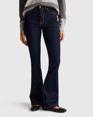 Benetton Benetton, Jeans A Zampa, Taglia, Blu Scuro, Donna - Nero