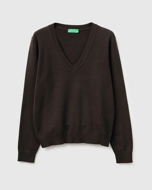 Benetton Benetton, V-Neck Jumper - Black