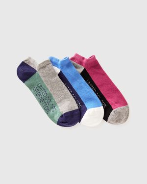 Benetton Benetton, Tres Pares De Calcetines Cortos, Talla, Mujer - Negro