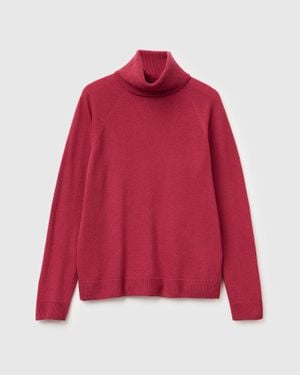 Benetton Benetton, Pull Col Roulé Rouge En Mélange De Laine Et De Cachemire, Taille, Fraise, Femme