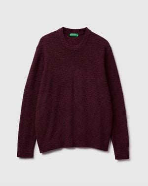 Benetton Benetton, Pull En Laine Mélangée, Taille, Marron Foncé, Homme - Rouge