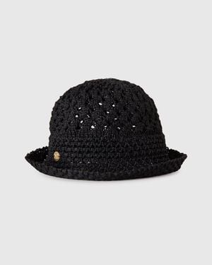Benetton Benetton, Cappello Alla Pescatora Crochet, Taglia, Nero, Donna