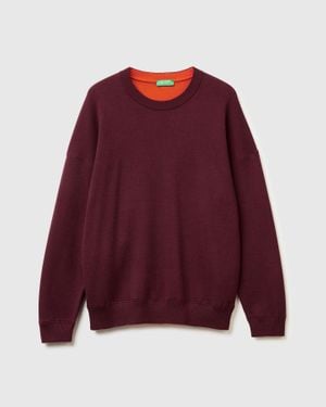 Benetton Benetton, Pull Oversize, Taille, Bordeaux, Homme - Rouge