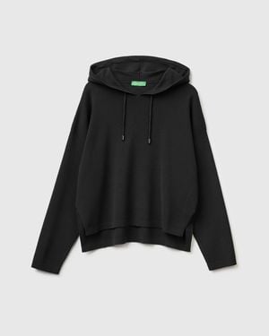 Benetton Benetton, Oversized Fit Jumper With Hood - Black