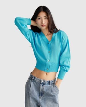 Benetton Benetton, Knit Cardigan With V-Neck - Blue