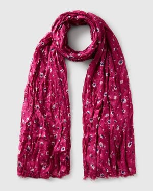 Benetton Benetton, Écharpe En Viscose Fleurie, Femme - Rouge