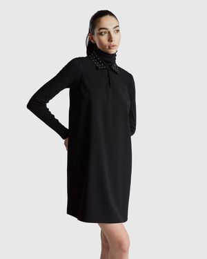 Robe De Soirée Fille Benetton Grise Taille S (6-7 Ans) - Manches Longues, Genou