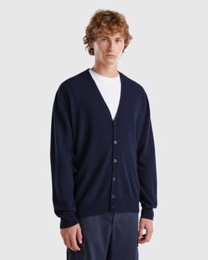 Benetton Benetton, Midnight V-Neck Cardigan - Blue