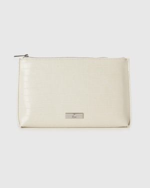 Benetton Benetton, Busta Con Tracolla E Stampa Cocco, Taglia, Bianco Panna, Donna