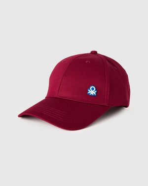 Benetton Benetton, Cappellino Baseball Con Logo, Taglia, Bordeaux, Uomo - Rosso
