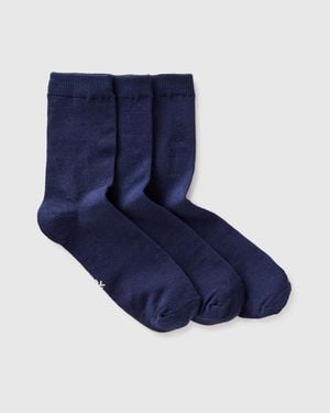 Benetton Benetton, Three Pairs Of Solid-Colored Medium Socks - Blue