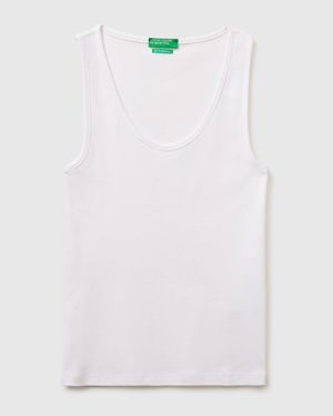 Benetton Benetton, Slim Fit Ribbed Tank Top - Black