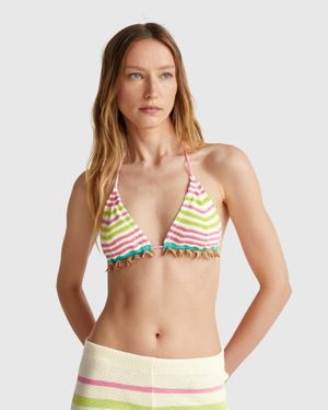 Benetton Benetton, Triángulo De Playa De Encaje De Crochet, Mujer - Negro