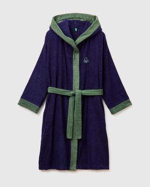 Benetton Benetton, Bata De Baño De Felpa, Talla, Azul, Mujer