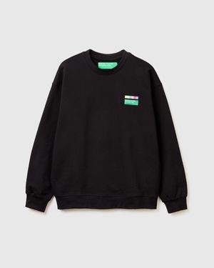 Benetton Benetton, Relaxed Fit Sweatshirt With Print - Black