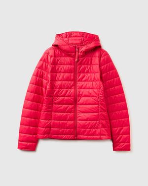 Benetton Benetton, Lightweight Padded Jacket With Hood - Red