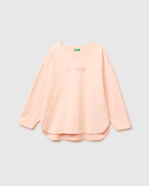 Benetton Benetton, Closed Sweatshirt With Print - Black