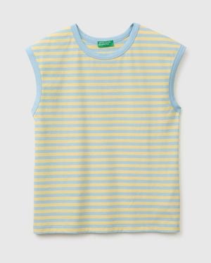 Benetton Benetton, Camiseta Sin Mangas A Rayas, Talla, Amarillo, Mujer - Verde
