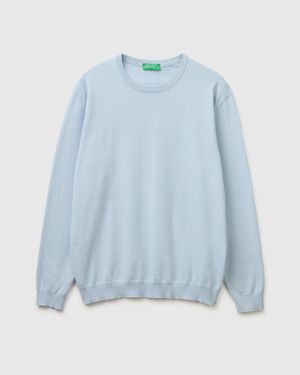 Benetton Benetton, 100% Cotton Crew Neck Top - Blue