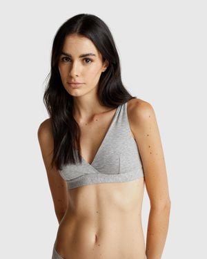 Benetton Benetton, Triangel-Bh Aus Stretch-Baumwolle, Größe: 4° Hellgrau, Damen - Schwarz