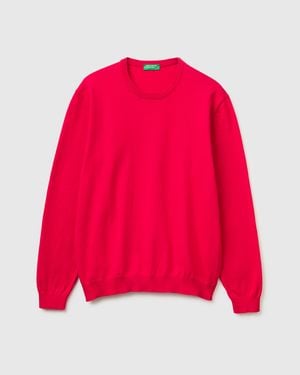 Benetton Benetton, 100% Cotton Crew Neck Top - Red