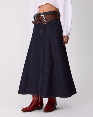 Benetton Benetton, Überarbeiteter Jeansrock Mit Effekt, Größe, Dunkelblau, Damen
